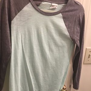 Mint green & gray baseball t-shirt